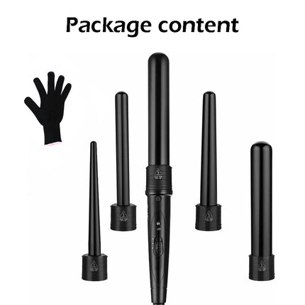 5 in 1 Hair Curler Wand Set Ceramic Styling Curling Iron Roller Barrel LED+Glove.