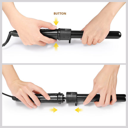 5 in 1 Hair Curler Wand Set Ceramic Styling Curling Iron Roller Barrel LED+Glove.
