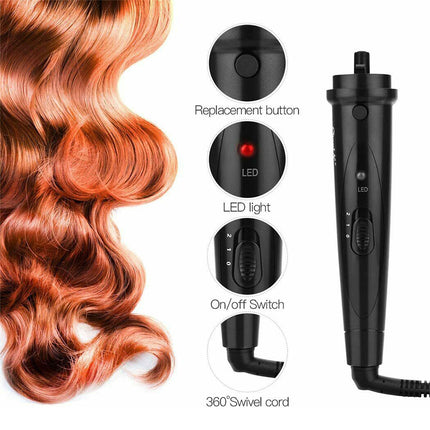 5 in 1 Hair Curler Wand Set Ceramic Styling Curling Iron Roller Barrel LED+Glove.