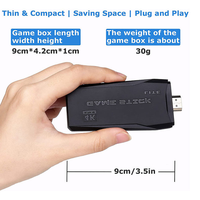 64G 4K 10000+ Retro Games Stick TV Video Game Console HDMI 2 Wireless Controller.