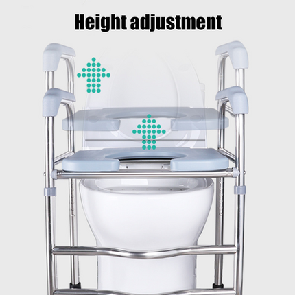 Upgrade 64-74cm Raised Toilet Seat Riser w/ Arms For Elderly Handicap Bathroom.