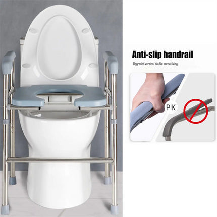 Upgrade 64-74cm Raised Toilet Seat Riser w/ Arms For Elderly Handicap Bathroom.
