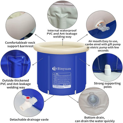 Portable Bathtub Bath Tub Folding Bathtub Portable PVC Water Tub Spa Bath Tub.