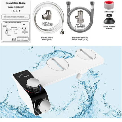 Bidet Toilet Seat Dual Nozzles Self-Cleaning Wash Hot Cold Mixer Water Sprayer.