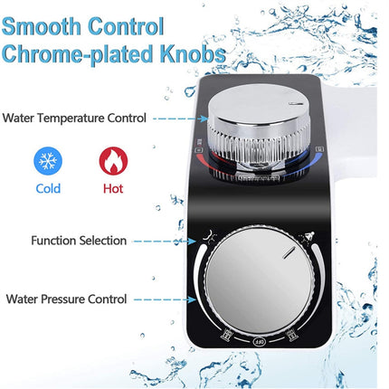Bidet Toilet Seat Dual Nozzles Self-Cleaning Wash Hot Cold Mixer Water Sprayer.