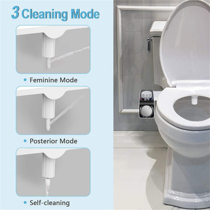 Bidet Toilet Seat Dual Nozzles Self-Cleaning Wash Hot Cold Mixer Water Sprayer.