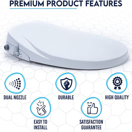 Non Electric Bidet Toilet Seat O Cover Bathroom Dual Nozzle Spray Water Wash.