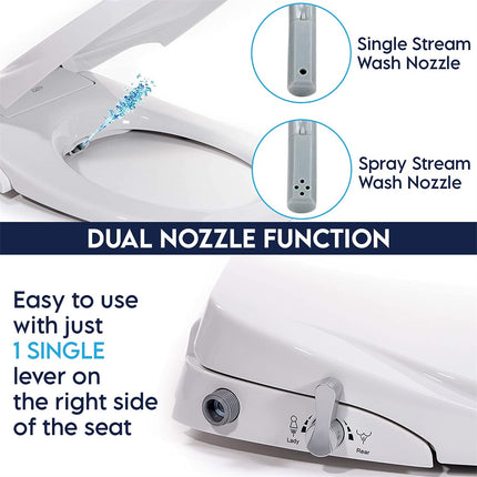 Non Electric Bidet Toilet Seat O Cover Bathroom Dual Nozzle Spray Water Wash.