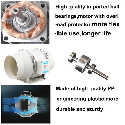 4'' Extractor Fan Duct Hydroponic Inline Exhaust Vent Industrial.