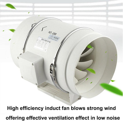 8" Inch Silent Extractor Fan Duct Hydroponic Inline Exhaust Vent Industrial.