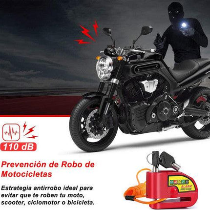 Motorcycle Alarm Disc Lock Motor Bike Brake Security Electric Rotor Bike Lock RED.
