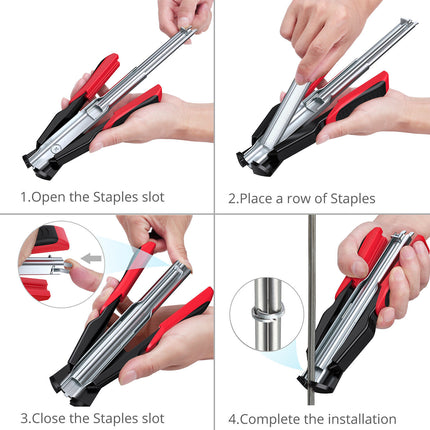 Hog Ring Gun C Clip Auto Feed Nailer Pliers+2500pcs Galvanised Steel Hogring Set.