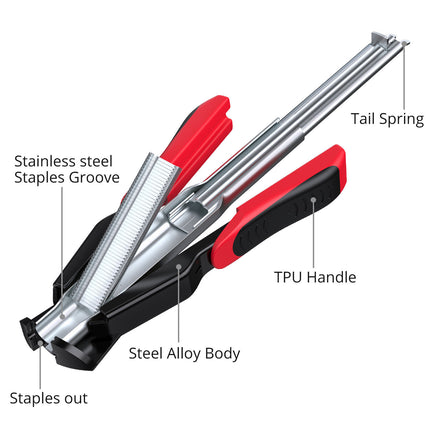 Hog Ring Gun C Clip Auto Feed Nailer Pliers+2500pcs Galvanised Steel Hogring Set.