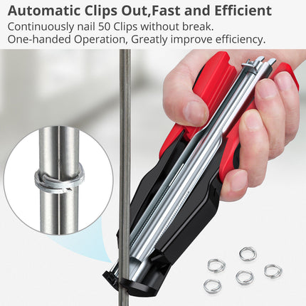 Hog Ring Gun C Clip Auto Feed Nailer Pliers+2500pcs Galvanised Steel Hogring Set.