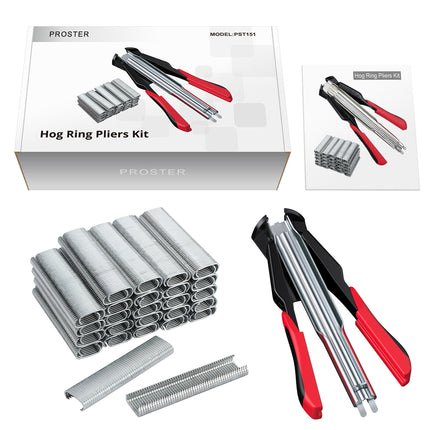 Hog Ring Gun C Clip Auto Feed Nailer Pliers+2500pcs Galvanised Steel Hogring Set.