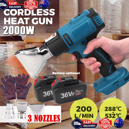2000W Electric Hot Air Heat Gun with Nozzles Cordless Handheld For Makita 18V AU.