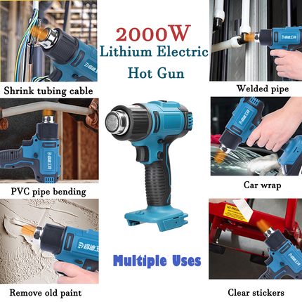 2000W Electric Hot Air Heat Gun with Nozzles Cordless Handheld For Makita 18V AU.