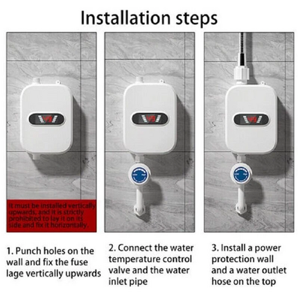 Mini Electric Instant Tankless Hot Water Heater Under Sink Shower Water System.