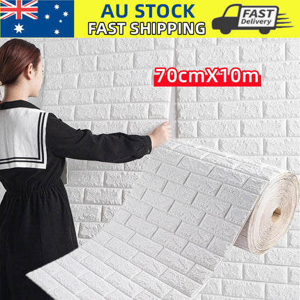 70CMx10M 3D Wall Paper Panel Foam Brick Self Adhesive Waterproof Wallpaper Sticker.