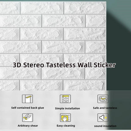70CMx10M 3D Wall Paper Panel Foam Brick Self Adhesive Waterproof Wallpaper Sticker.