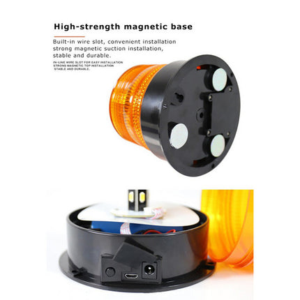 Solar Powered LED Flashing Beacon Light, 12-24V Amber Emergency Magnetic Warning Yellow.