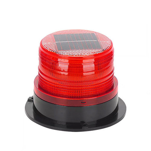 Solar Powered LED Flashing Beacon Light, 12-24V Amber Emergency Magnetic Warning Red.