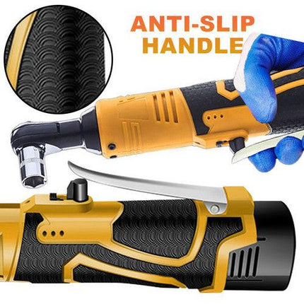 21V 3/8'' 100N.m Electric Right Angle Ratchet Wrench Charger+ 2 Battery.