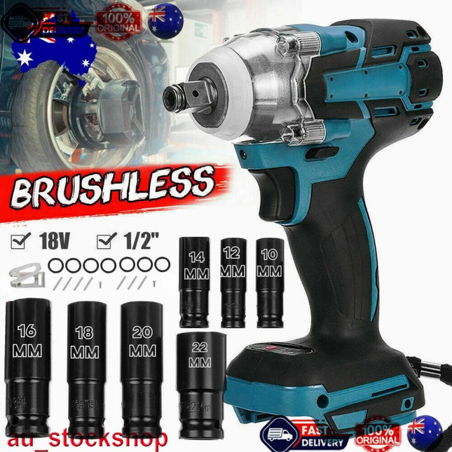 1/2" Cordless Impact Wrench Driver Brushless Rattle Gun For Makita 18V Battery.