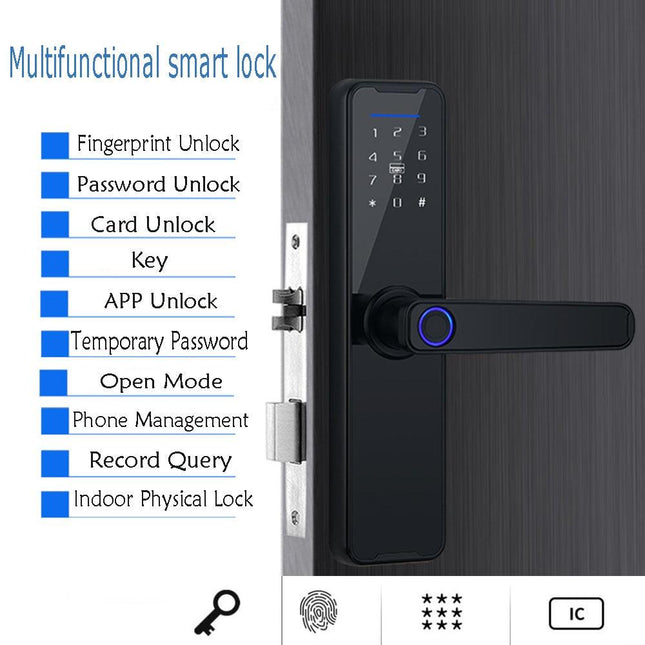 Tuya Home WIFI Smart Door Lock Biometric Fingerprint Smart Card Password Key USB.
