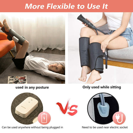 Leg Massager Heated Air Compression Foot Massage Calf Circulation Muscles Relax.