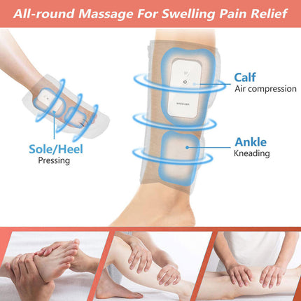 Leg Massager Heated Air Compression Foot Massage Calf Circulation Muscles Relax.