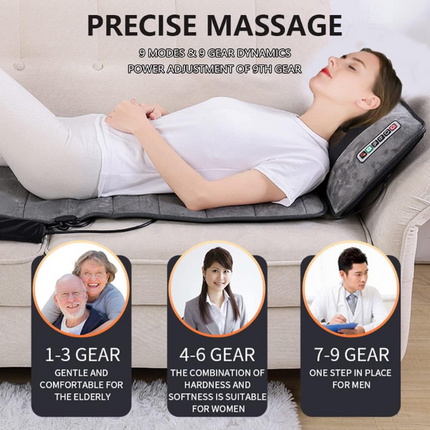 10 Vibrating Motors Massage Mat Full Body Heated Mattress Pillow Pain Relief AU.
