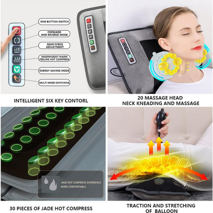 10 Vibrating Motors Massage Mat Full Body Heated Mattress Pillow Pain Relief AU.