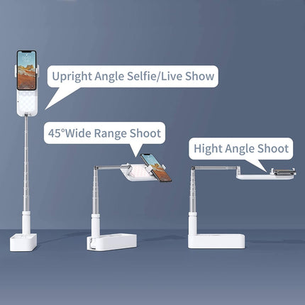 LED Portable Phone Holder Stand Wireless Remote Dimmable Selfie Fill Light Lamp White.