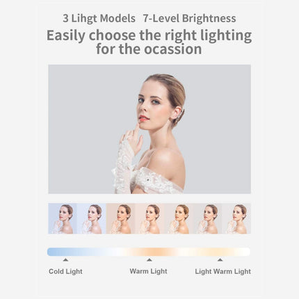 LED Portable Phone Holder Stand Wireless Remote Dimmable Selfie Fill Light Lamp White.
