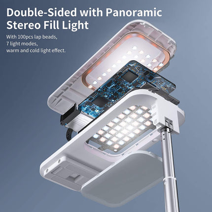 LED Portable Phone Holder Stand Wireless Remote Dimmable Selfie Fill Light Lamp White.