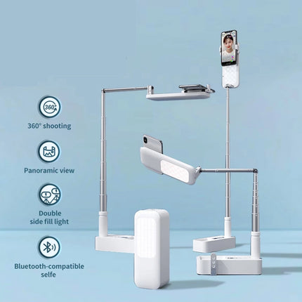 LED Portable Phone Holder Stand Wireless Remote Dimmable Selfie Fill Light Lamp White.