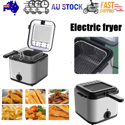 Electric Deep Fryer 2.5L French Frie Machine Oil Hot Pot Fried Chicken Grill.