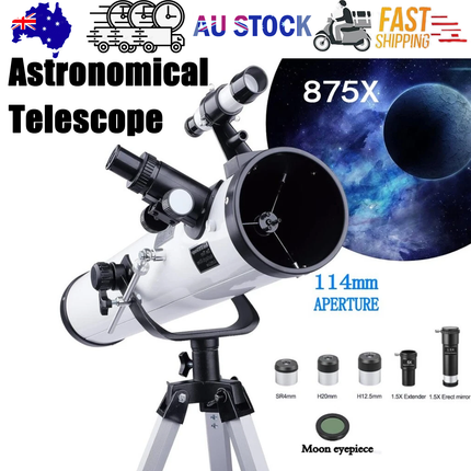 Pro Astronomical Telescope 114mm Aperture 875X Zoom HD High Resolution.