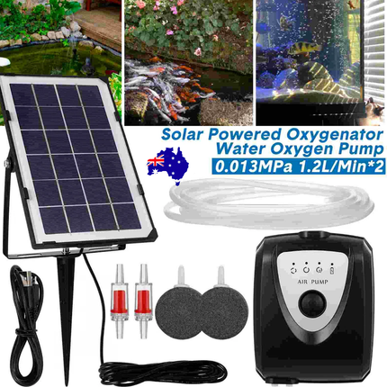 Solar Pond Pump Air Pump Solar Powered Pool Fish Tank Oxygenator Oxygen Aerator.