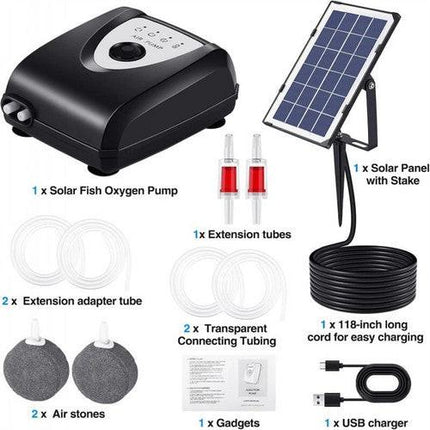 Solar Pond Pump Air Pump Solar Powered Pool Fish Tank Oxygenator Oxygen Aerator.