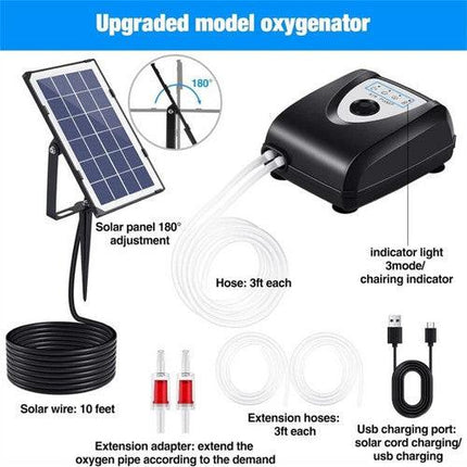 Solar Pond Pump Air Pump Solar Powered Pool Fish Tank Oxygenator Oxygen Aerator.