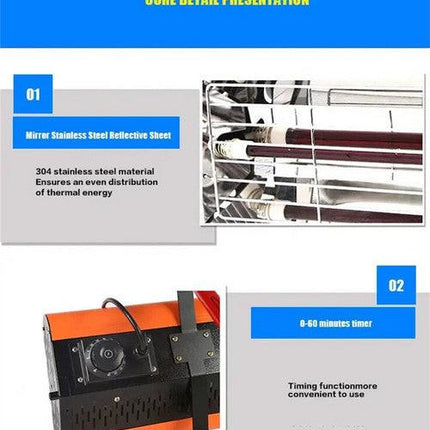1200W Shortwave Infrared Paint curing Lamp Spray Painting Solary Baking Dryer.