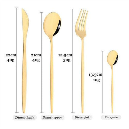24pc Elegant Stainless Steel Gold Flatware Set Classic Knife Fork Spoon Gift Set.