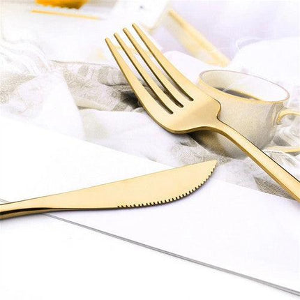 24pc Elegant Stainless Steel Gold Flatware Set Classic Knife Fork Spoon Gift Set.