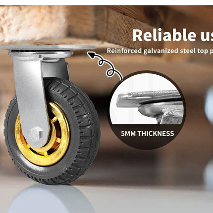 4X 6" / 150mm Heavy Duty Swivel Caster Wheels Castor 1000KG Load,2 with Brakes.