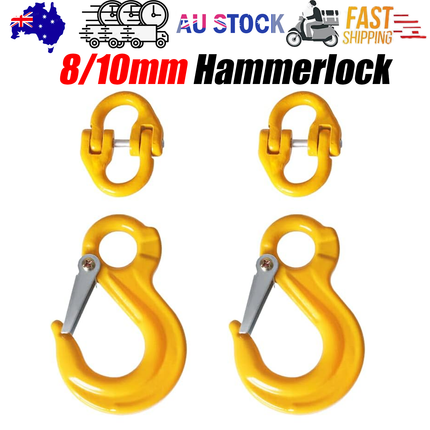 8/10mm Hammerlock +Eye Sling Hook Safety Chain Caravan Trailer connecting Extend.