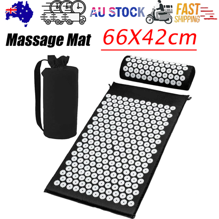 Black Massage Acupressure Mat Yoga Sit Lying Mats Pain Stress Soreness Relax AU NEW.