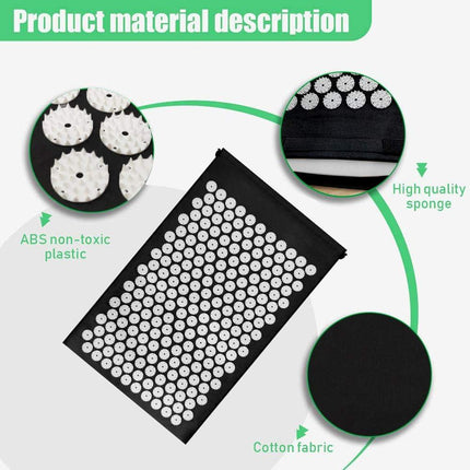 Black Massage Acupressure Mat Yoga Sit Lying Mats Pain Stress Soreness Relax AU NEW.