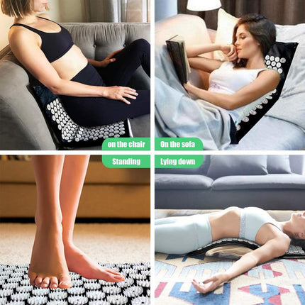 Black Massage Acupressure Mat Yoga Sit Lying Mats Pain Stress Soreness Relax AU NEW.